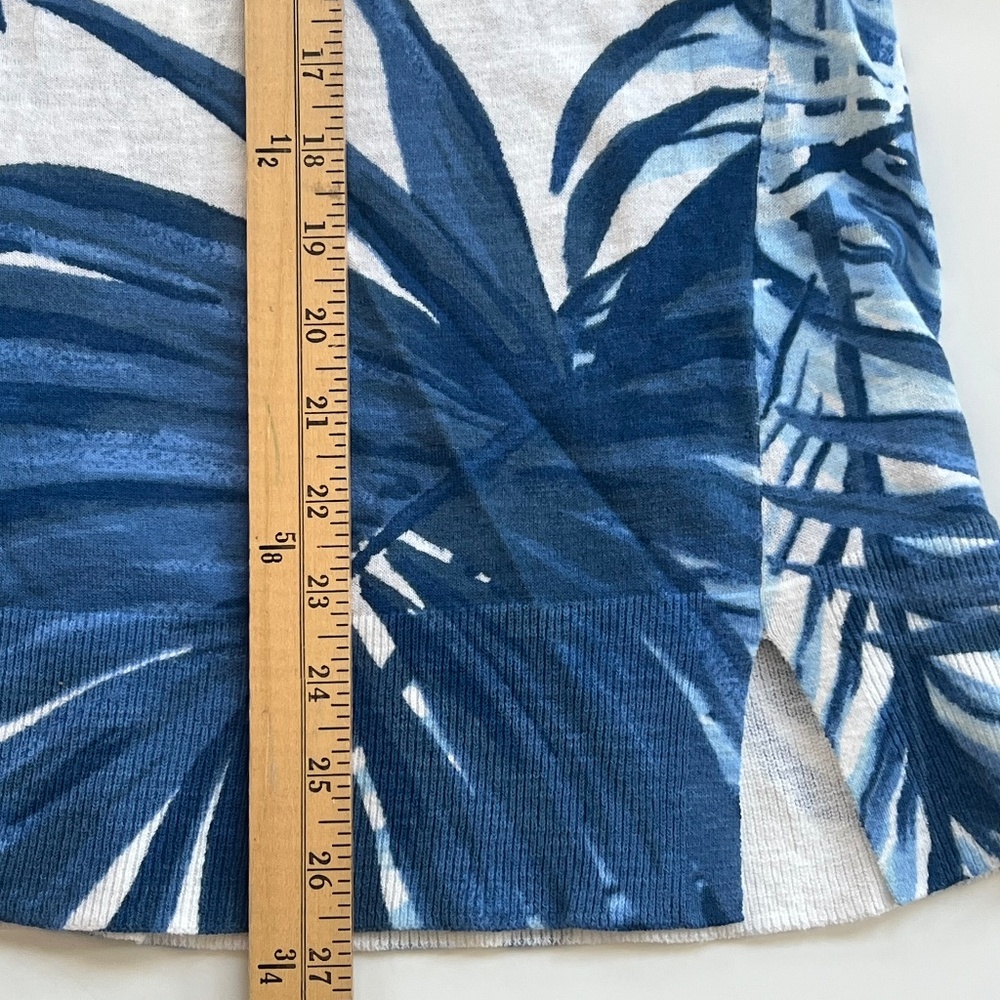 Talbots V-Neck Pullover Blue and White Watercolor Leaves Women's size 1X - Picture 6 of 6